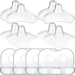 8 Pcs Nipple Shields  Nursing Newborn Breastfeeding 20 mm 15 mm Nipple Shield Bulk Silicone Protector with Clear Carrying Case  Protecting Sore, Flat or Inverted