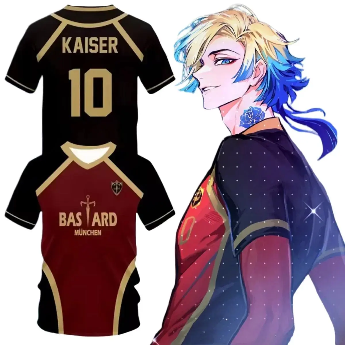 Anime Kaiser Shirt Cosplay Costumes Bastard Munchen Football Jersey Michael Kaiser Soccer Training T-Shirt 3D Printing