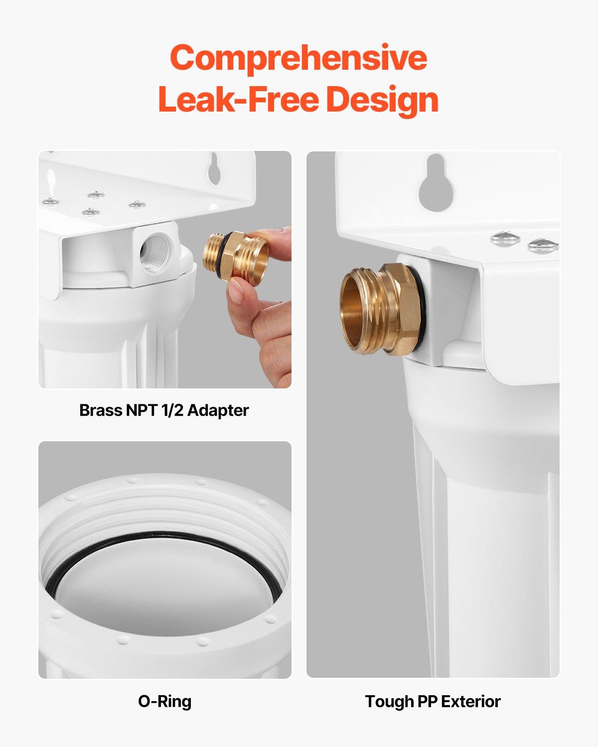 VEVOR RV Water Filtration System, 2-Cartridge Water Filter System for Campers, Remove Sediments, Chlorine, Bad Tastes, Odors, and Most Contaminants, RV Filter for RVs, Boats, Vans