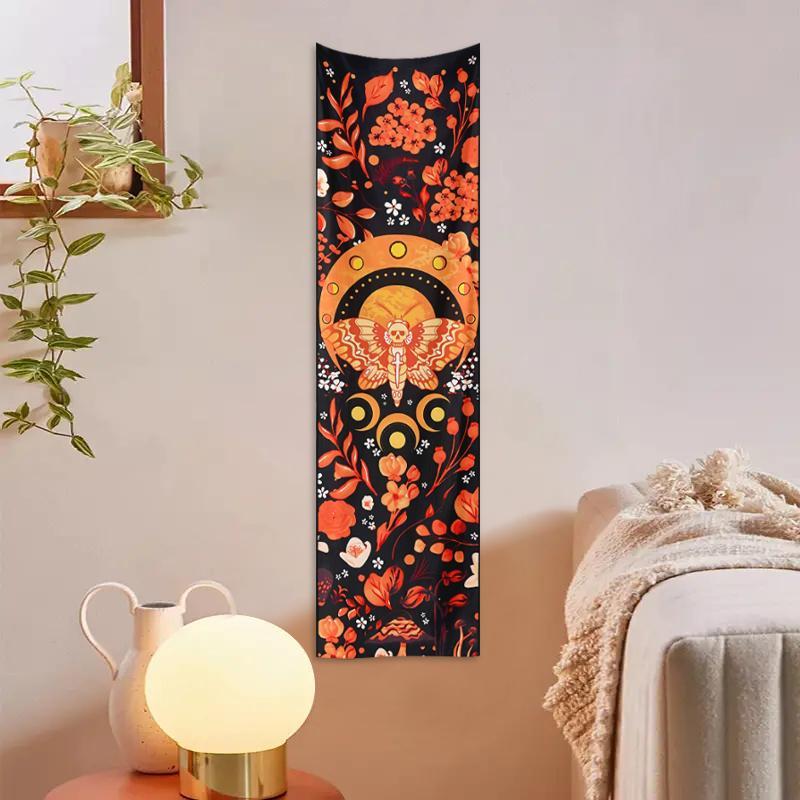 Mushroom Flower Butterfly Moon Phase Pattern Tapestry, Home Decor Accessories Psychedelic Wall Art Hanging Blanket, Wall Decor, Bedroom Accessories, Wall Tapestries, Tapestry Wall Mural, Living Room