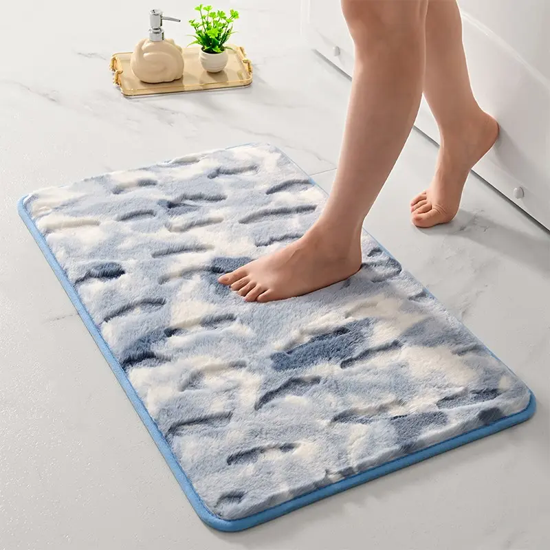 Luxury Lightweight Rabbit Hair Mimic Stain-Resistant Floor Mat, Super Absorbent Bath Rug, Anti-Slip Bathroom Mat, Soft Comfortable Carpet