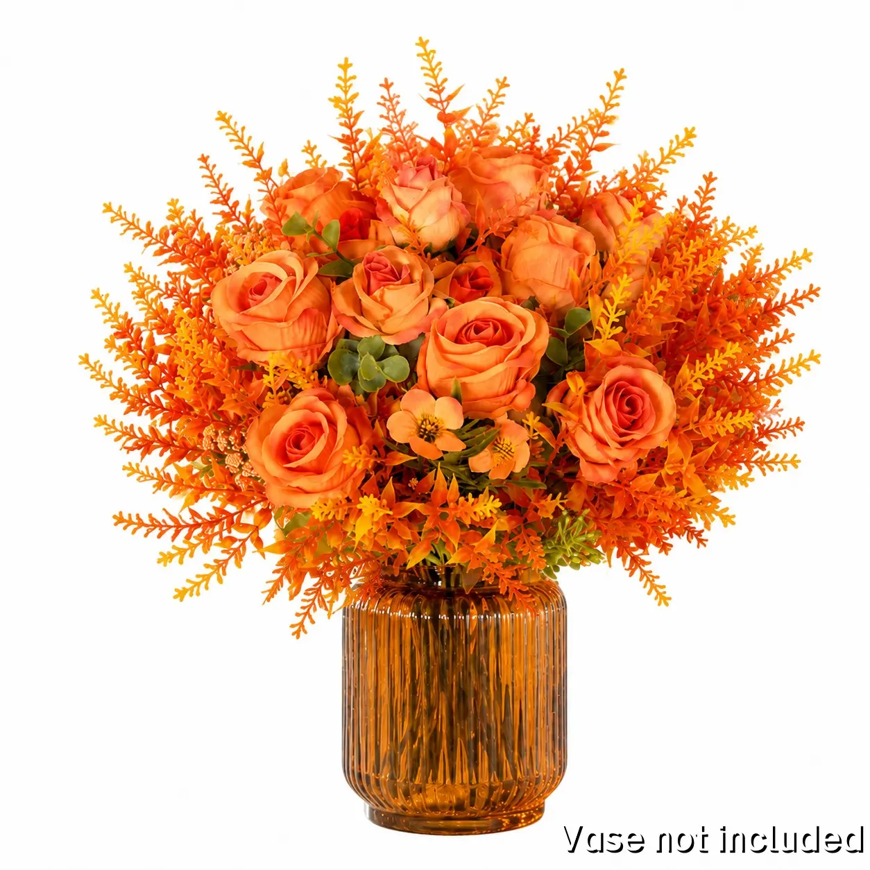 9pcs Artificial Autumn Rose Bouquet, Fall Simulation Floral Arrangement, Home Decor, Thanksgiving Halloween Harvest Desk Centerpiece