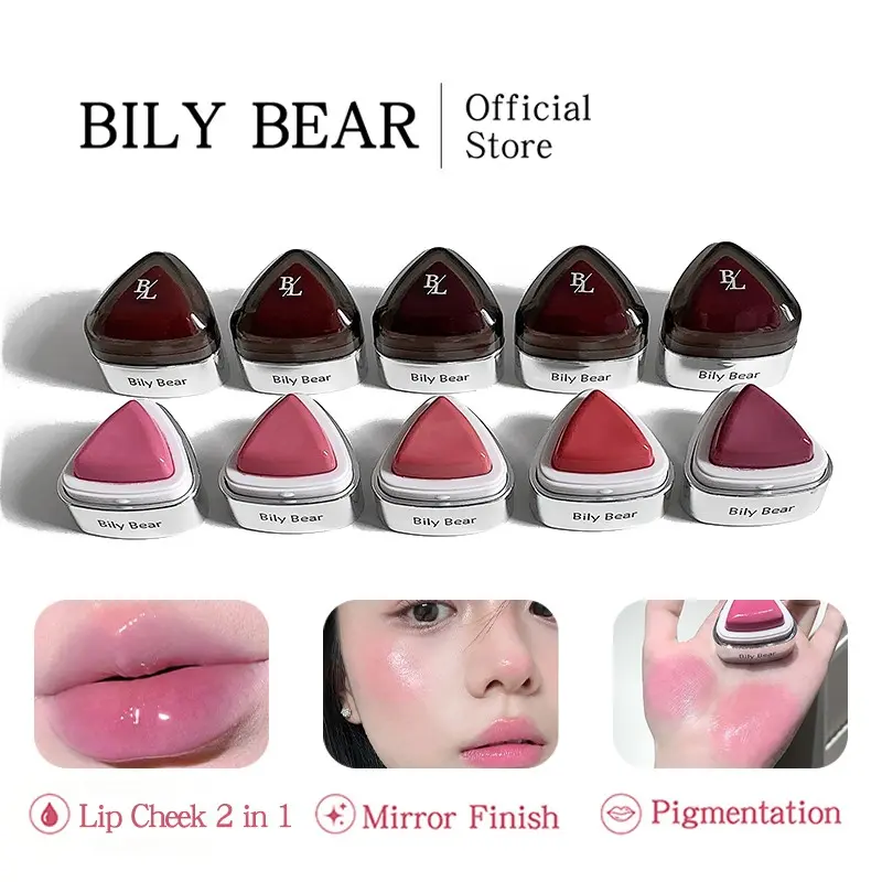 Triangular Cheese Lipstick Blush Combo, Hydrating Natural Long-Lasting Brightening, Perfect for Daily Use, Enhances Complexion