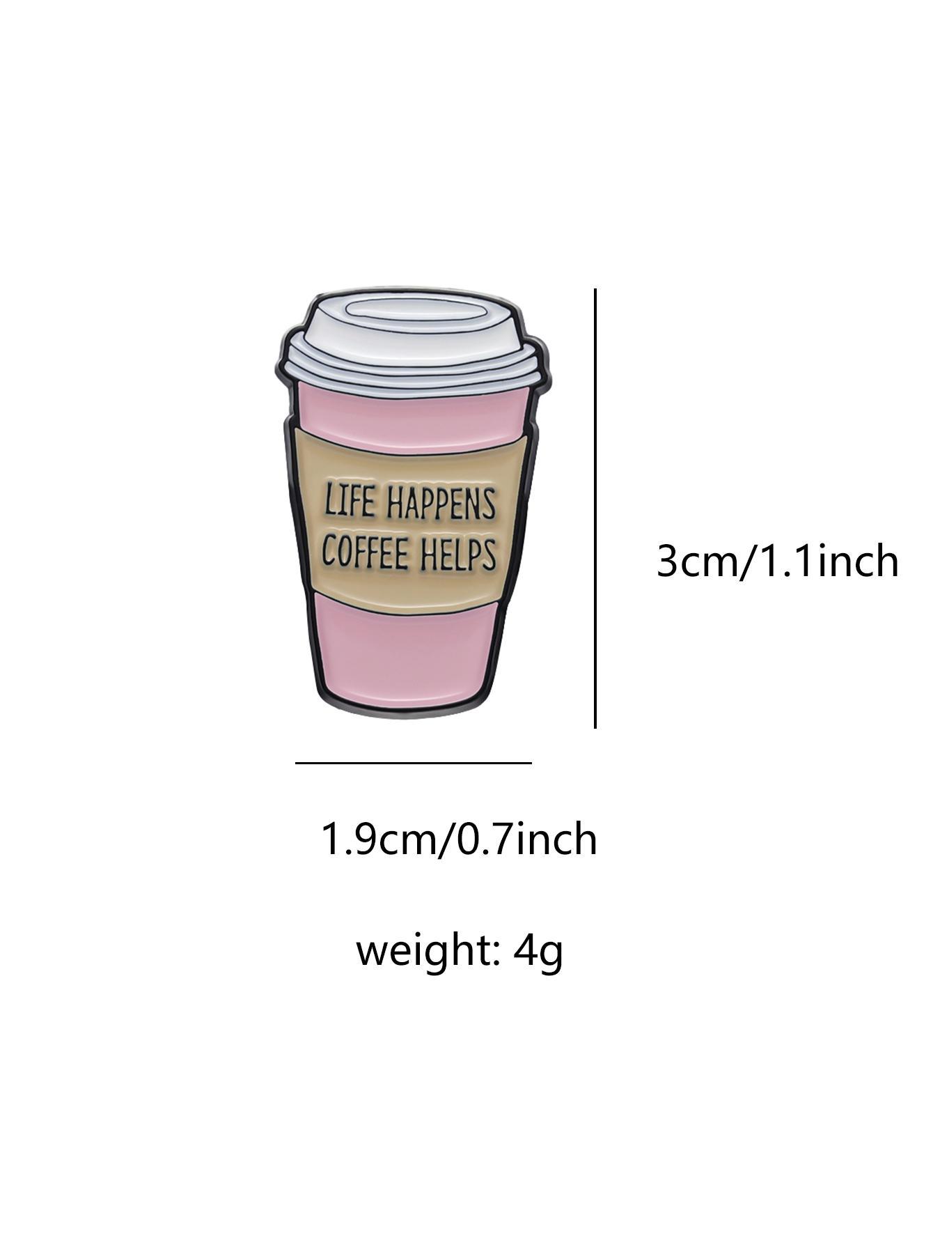 Cute Coffee Cup & Letter Pattern Brooch, Fashion Casual Versatile Alloy Brooch, Daily Clothing Accessories for Women and Men, Fashion Accessory