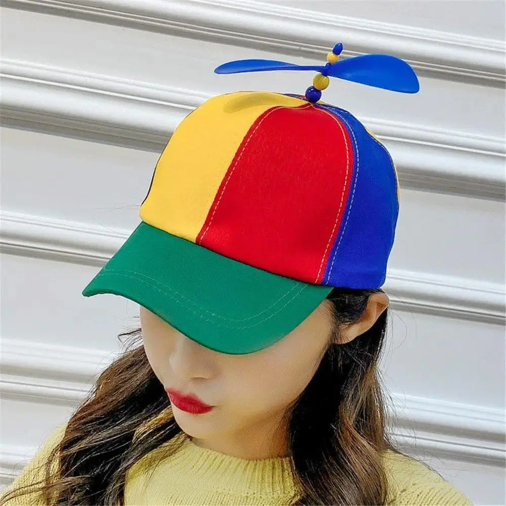 Unisex Bamboo Dragonfly Snapback Hat - Cotton Poly, Rainbow Sun Cap with Helicopter Propeller Design for 2-12 Yrs Kids & Adults (Funny Adventure Style)