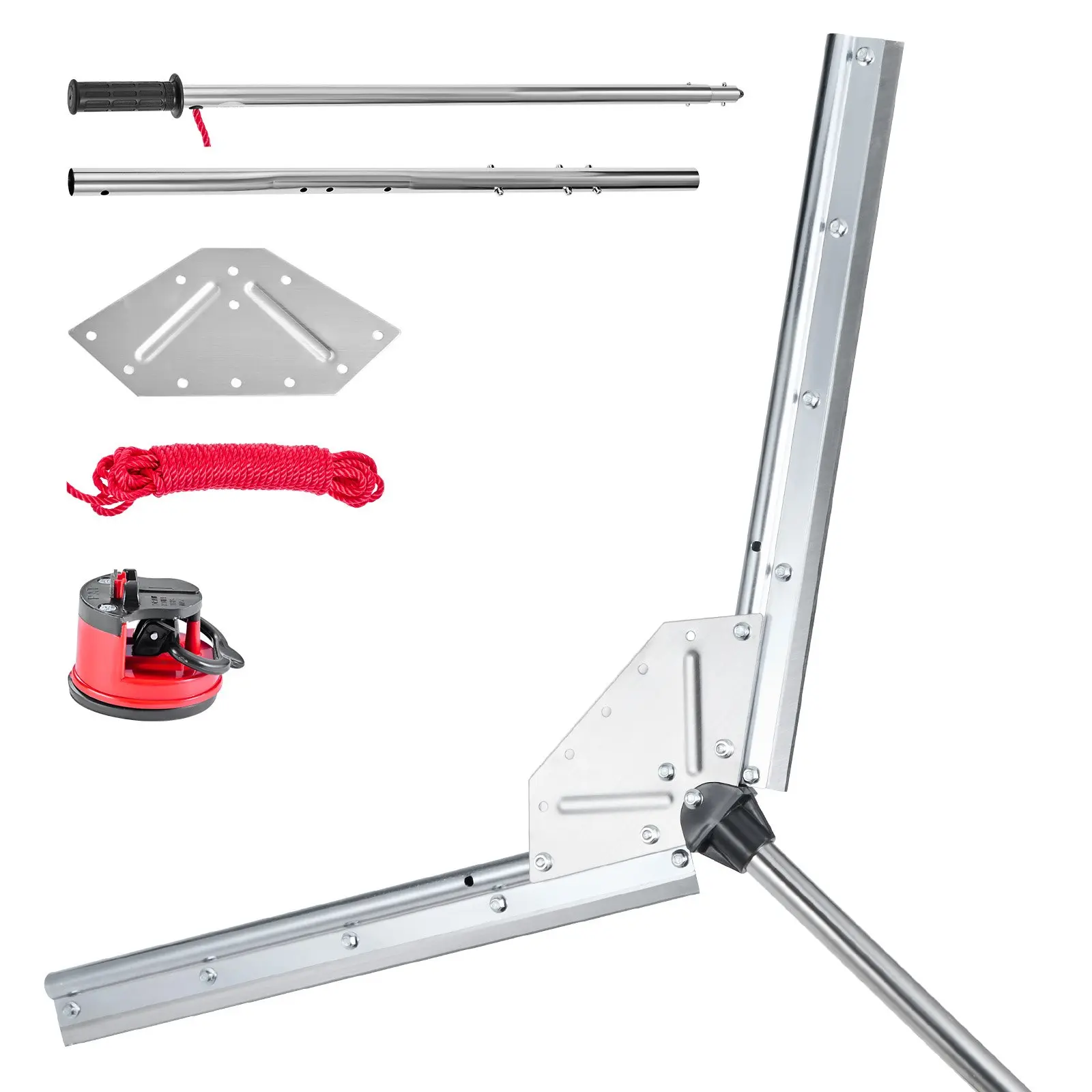 VEVOR Lake Weed Cutter - Pond Aquatic Plant Removal Tool with Adjustable Cut, Max 37" Cut Width, Sharp Heavy-Duty Steel Blades, 30 ft Throw Rope, Stainless Grip, for Cattail, Phragmites