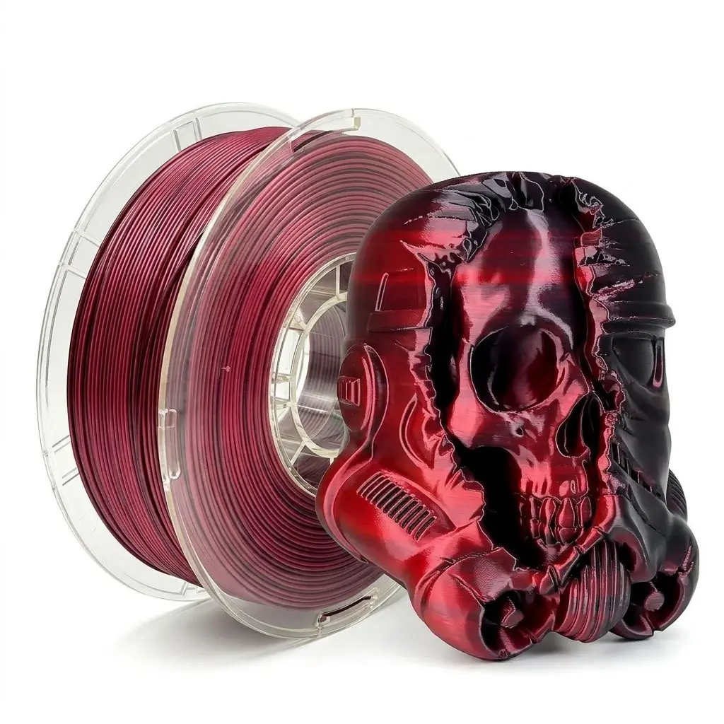 Silk Texture Dual Color Co-Extrusion Pla Filament 1.75mm 1kg Spool, Gradient One-Piece Formation, Precise Size ±0.03mm, Ideal for Creative Gifts and Art Prints
