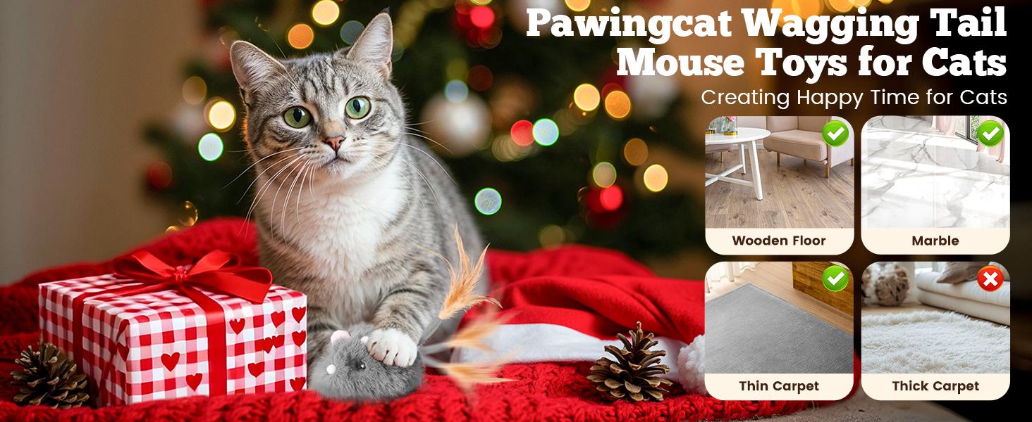 Squeaky Cat Mouse Toy| Moving Interactive Toy with Wagging Tail