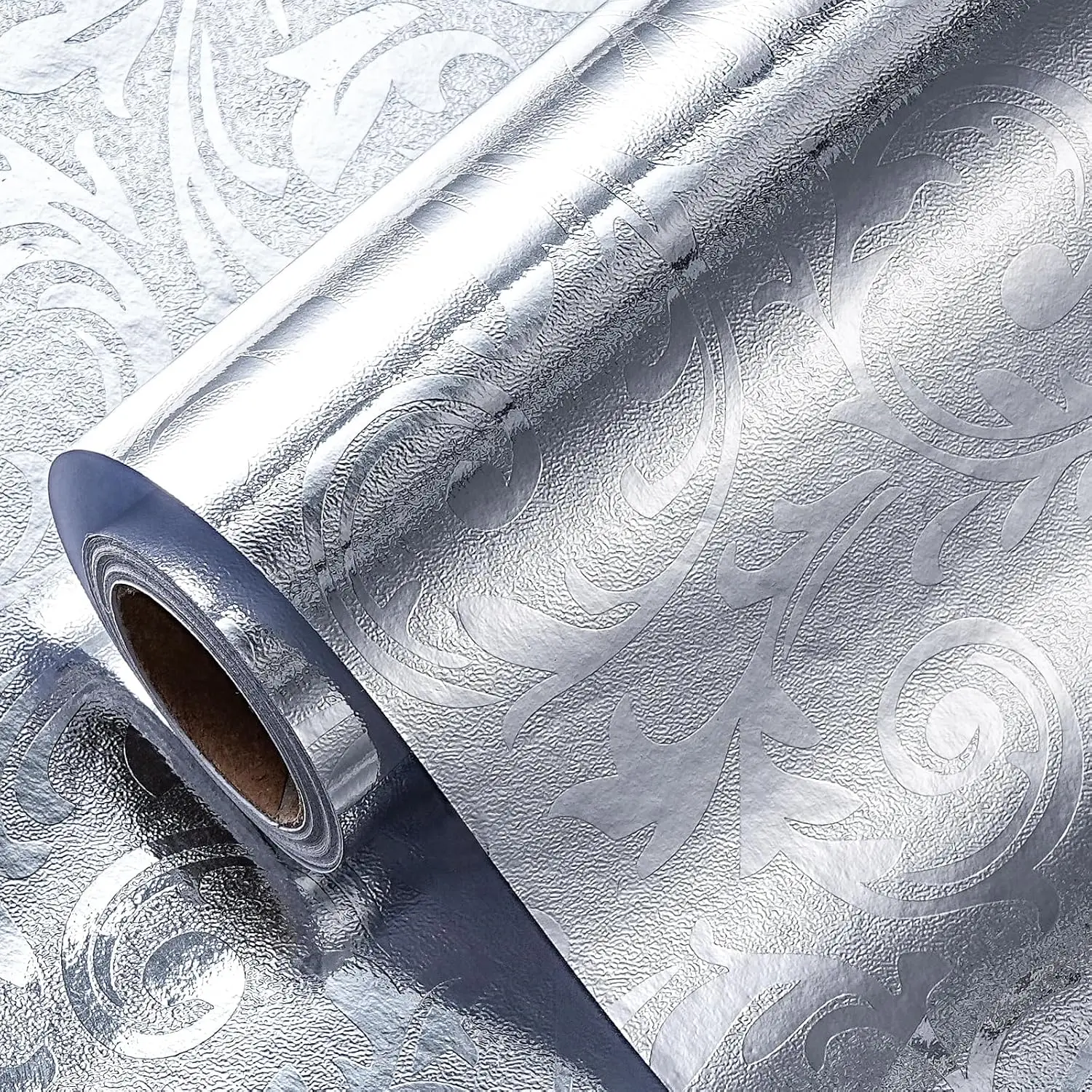Embossed Floral Foil  Wrapping Paper,  Flower Metallic Foil for Birthday Christmas Party Holiday  Wrap, for DIY Crafts Scrapbook, Mini Roll 17 inch x 32.8 Ft()