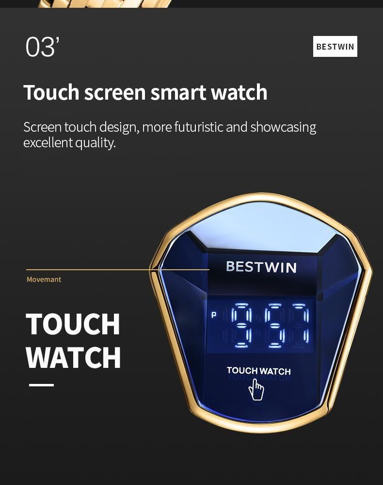 Touchscreen Racing Sport watch Luxury Mens Racing Sport​Iridescent diamond-shaped mirror surfacet WatchMultifunction Chronograph  Stainless Stee!Casual Business Stvle Perfect Giftfor Him fashionable wristwatch time display