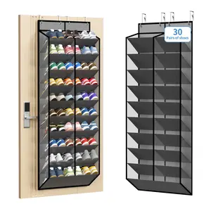 30-Pair Door-Side Shoe Rack, Breathable Mesh Hanging Shoe Cabinet, 10-Layer Back-Of-Door Shelf, Ideal for Closet Storage Organizer, Family Use