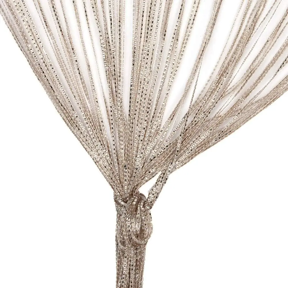 Door String Curtain, Wall Panel Fringe Window Room Divider Blind,  Patio Bedroom Decorative Tassel Screen Ribbon Strings Strip  Thread Screen for Wedding Coffee House (Champagne)