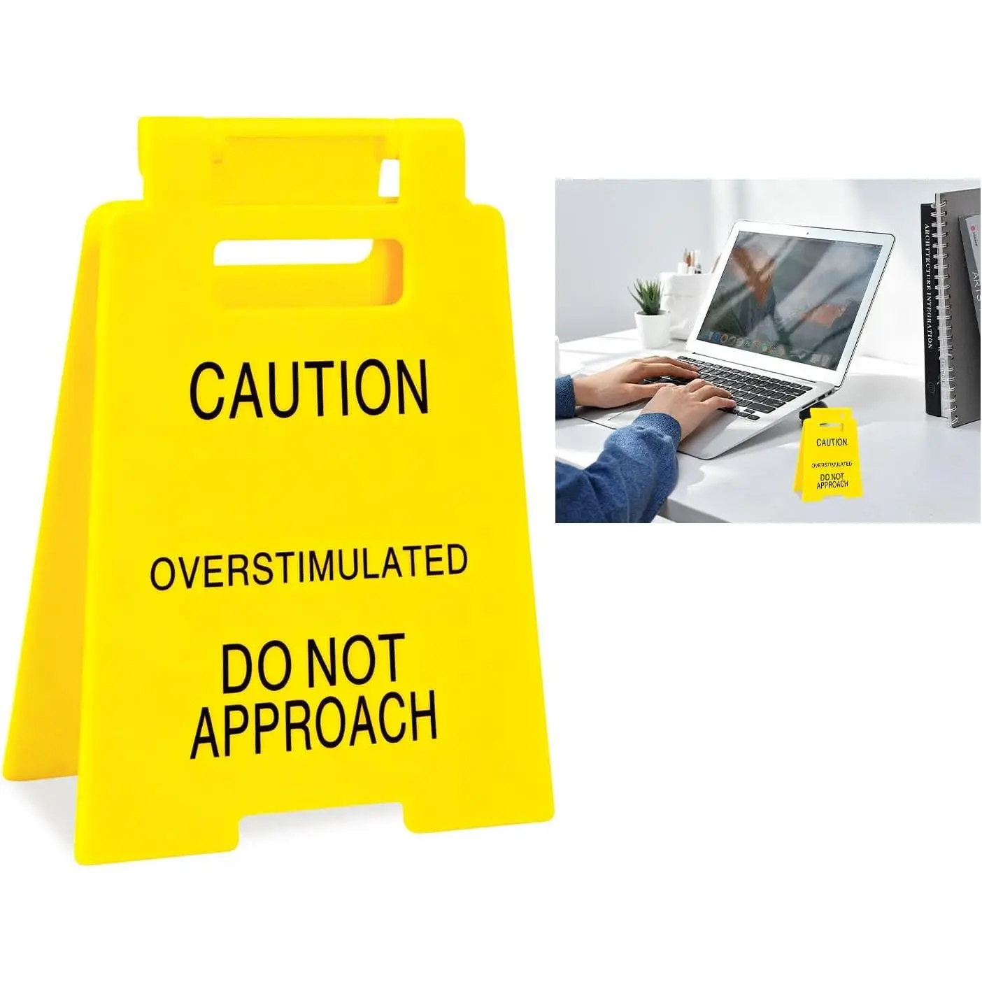 Caution Overstimulated Desk Sign Funny Desk Decor WorkOver Stimulated Do Not Approach Mini Caution Signs Funny Prank Gift Caution Signs Coworkers Teammates Employees Boss