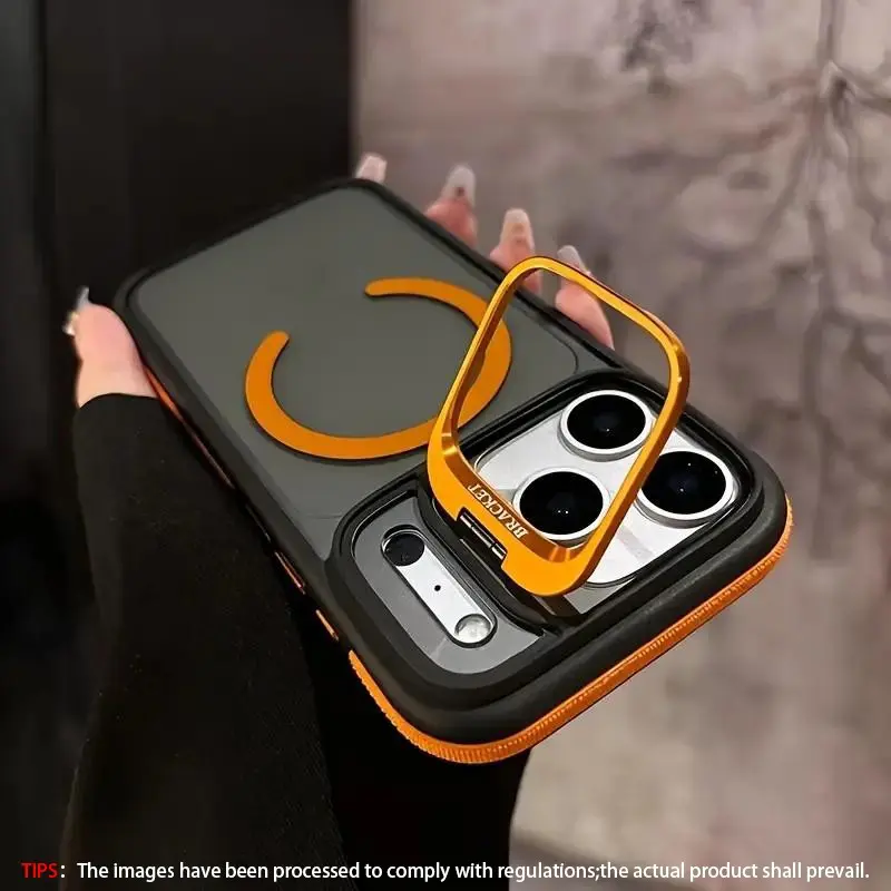Magnetic phone case, Cover, Casing, with anti-slip metal frame, suitable for iPhone 17,16,15,14,13,12,11 Plus Pro Max, with wireless charging, anti-drop, shockproof protection, semi-transparent, MagSafe compatible