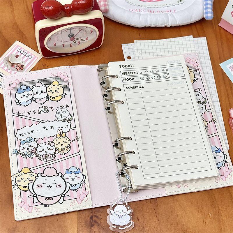 Chiikawa A6 Loose-leaf Notebook Cute Kawaii Portable Journal Book Students Detachable Pages Diary Planner Stationery Girl Gift