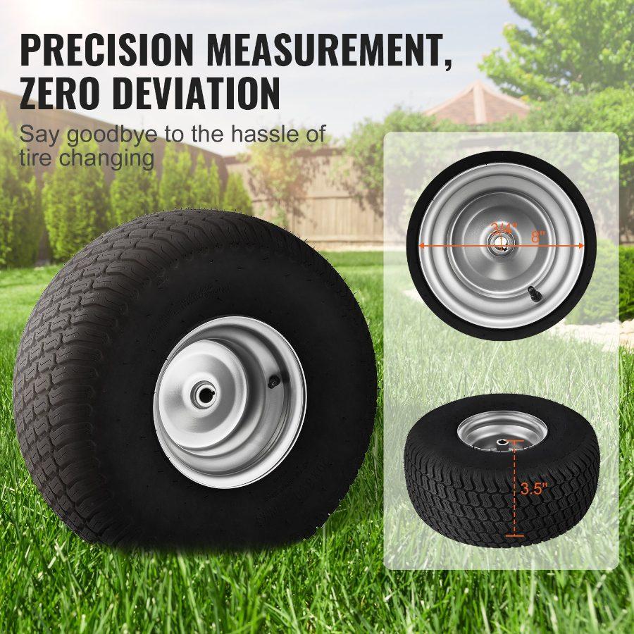 VEVOR Lawn Mower Tires with Rim, 20x8-8 Tubeless Tractor Tires, 2-Pack Tire and Wheel Assembly, S-Turf Pneumatic Tires with 3.5 Offset Hub and 3/4 Bushing Size, for Riding Mowers Lawn Tractors