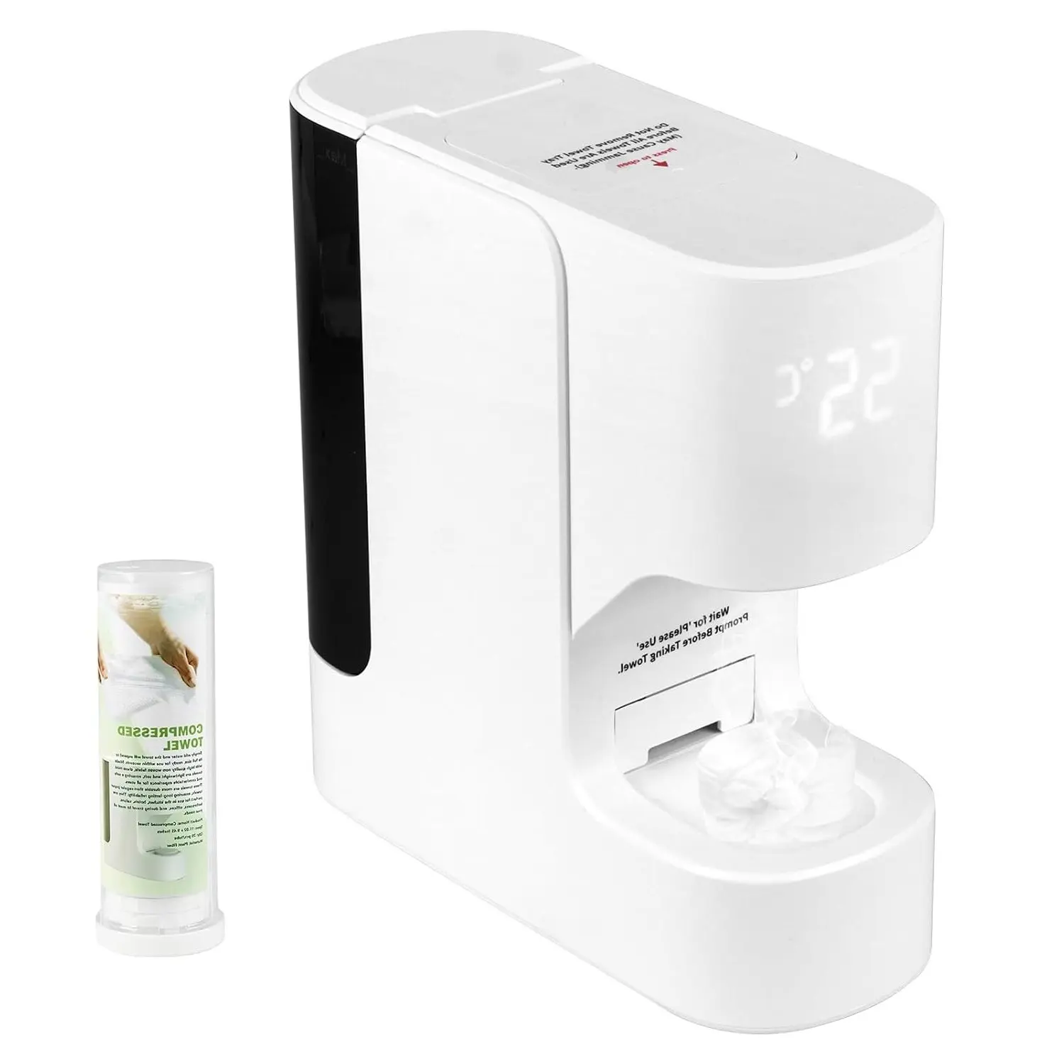 Hot Face Towel Dispenser, Mini Facial Towel Warmer for SPA, 55°C Constant Temp, 5-Second Fast Heating, Smart Voice Alerts, 20 Compressed TowelsGift