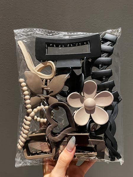 10-11 Piece Matte Hair Claw Set, Flower Hair Clip, Butterfly Flower Heart Design, Casual Style, All Seasons, Daily Commute, Makeup Spa Accessories, Hair Claws Set