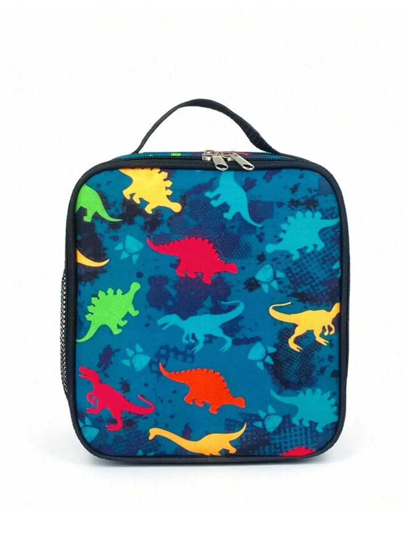 Dinosaur Cartoon Pattern Insulated Lunch Bag, Durable Oxford Fabric, Preppy Style, Suitable for Boys, Outdoor Picnics, Water Bottle Holder, Insulated Bento Bag