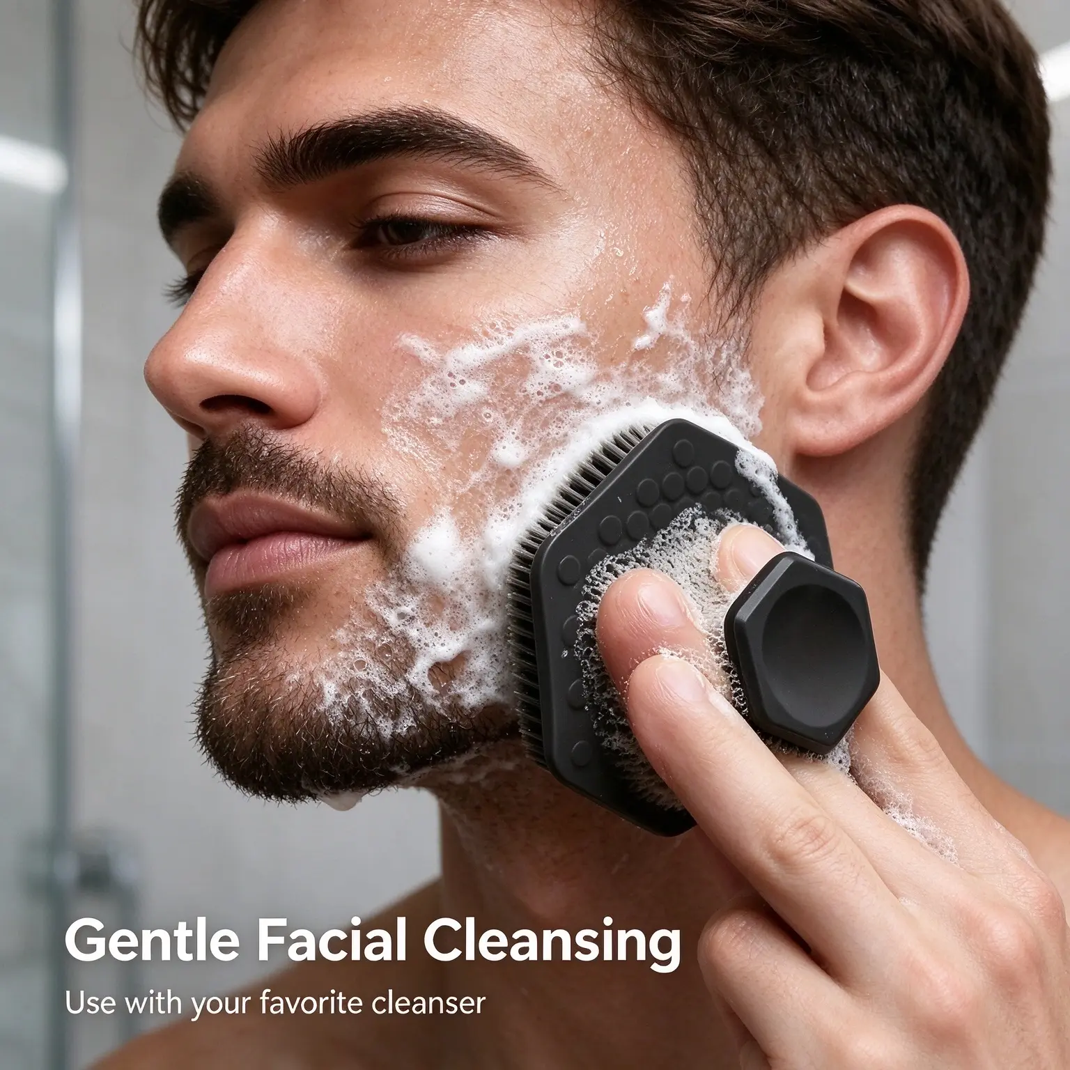 Men's Face Scrubber, Gentle Exfoliator Pad, Exfoliating Brush and Massager, Fragrance-Free Personal Care Tool for Deep Cleansing and Smoother Shaving, Easy-Grip Design with Non-Irritating, Skin-Friendly Fabric, Scrubbing Brush, Exfoliating Bath Tool