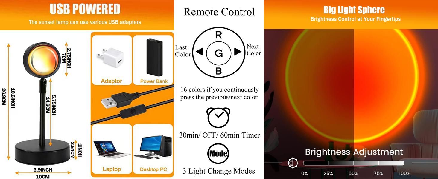 Portable 16 Color Sunset Lamp Projector - 180 Degree Rotation LED Light, USB Powered, Mini Size Move Anywhere, for Photography, House Party, Friend Gathering, Bedroom - Perfect Viral TikTok Decor Gift for Friends Portable 16 Color Sunset Lamp Projector - 180 Degree Rotation LED Light, USB Powered, Mini Size Move Anywhere, for Photography, House Party, Friend Gathering, Bedroom - Perfect Viral TikTok Decor Gift for Friends