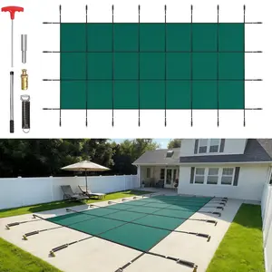 VEVOR Pool Safety Cover Fits 16x36ft Rectangle Inground Pools, Safety Pool Cover with Drainage Holes, Mesh Solid Pool Cover for Swimming Pool, Winter Safety Cover, Green