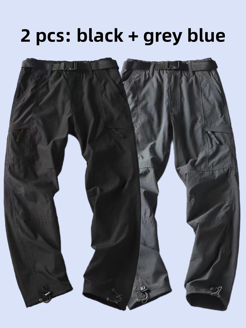 Four Seasons Thin, Multi-Pocket, Free Belt (Selected by the Knowledge), 180g/ ㎡   Polyester, Hiking & Outdoor Recreation Apparel |   Versatile Pants for Casual Attire |   Comfortable & Durable |   Ideal for Running, Camping, Fishing & Training