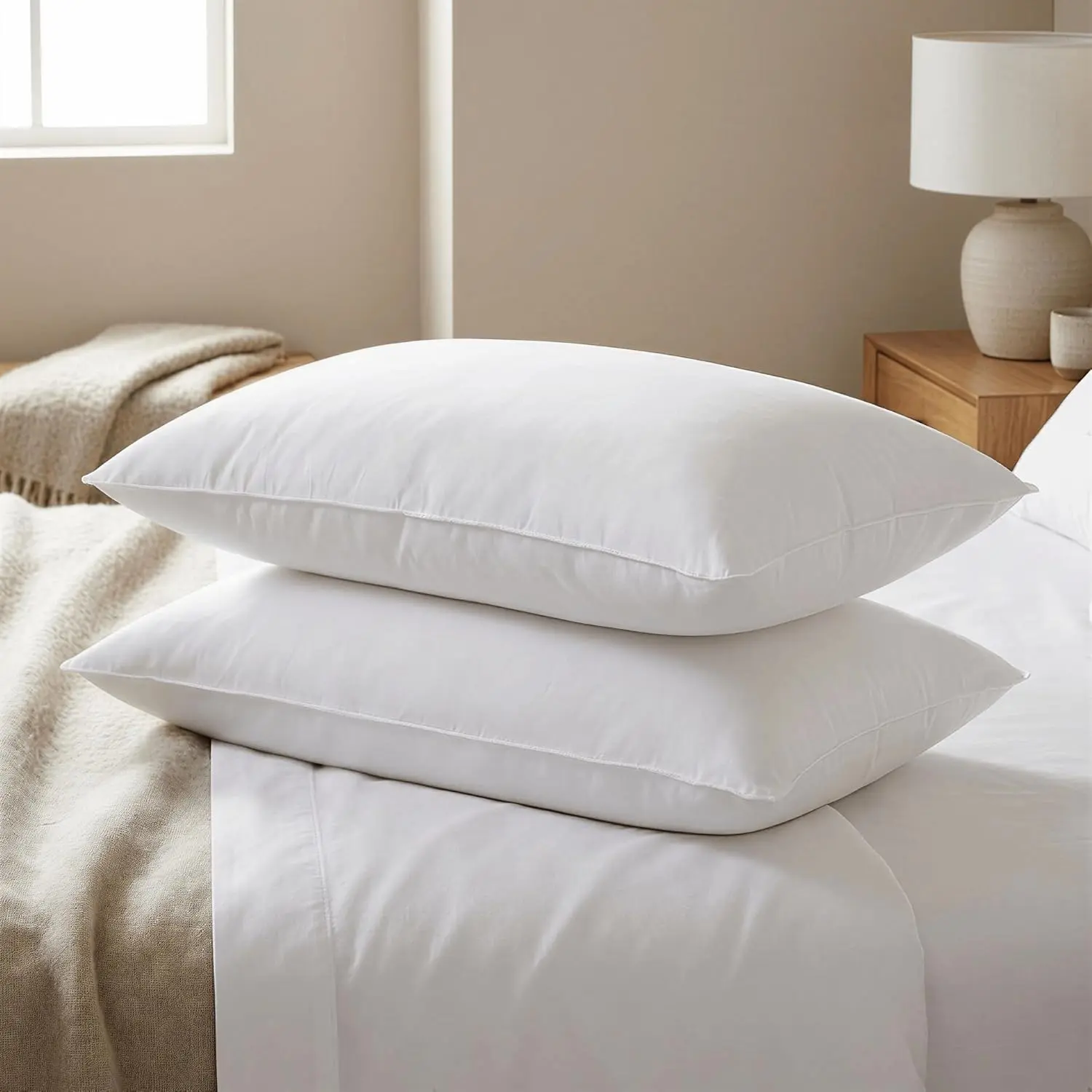 Queen Size Down Alternative Pillow-Suitable for Hotel Sleep,Soft White Fiber Fill 900+ Fill,20x30 InchesWhite 107