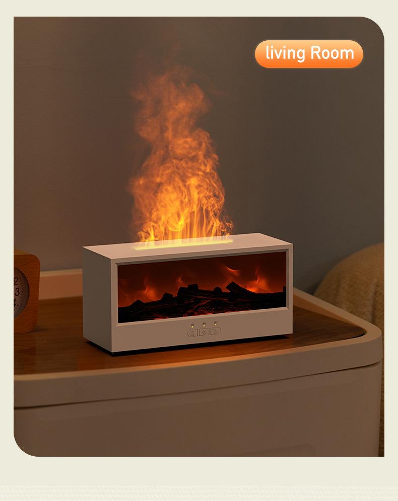 USB Flame Diffuser Humidifier - Realistic Fireplace Glow, Ultra-Quiet Mist, Relaxing Night Light, Home Decor Gift