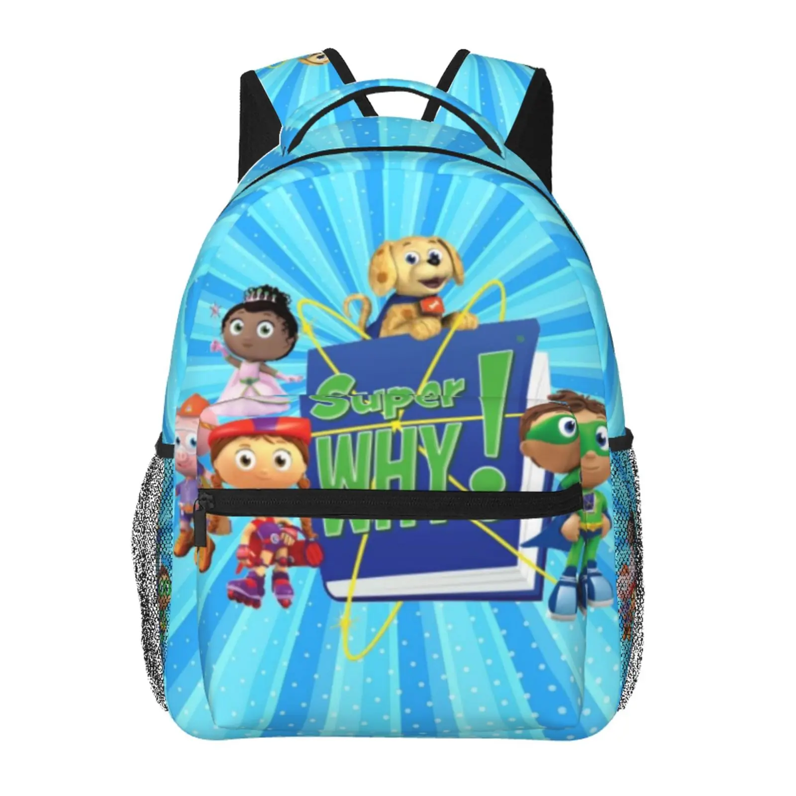 Super Why backpack, anime bookbag cartoon lightweight backpacks,adjustable straps book bags for teens girls boys, fashionable unisex school bag, kids bags for office travel college work school, gift