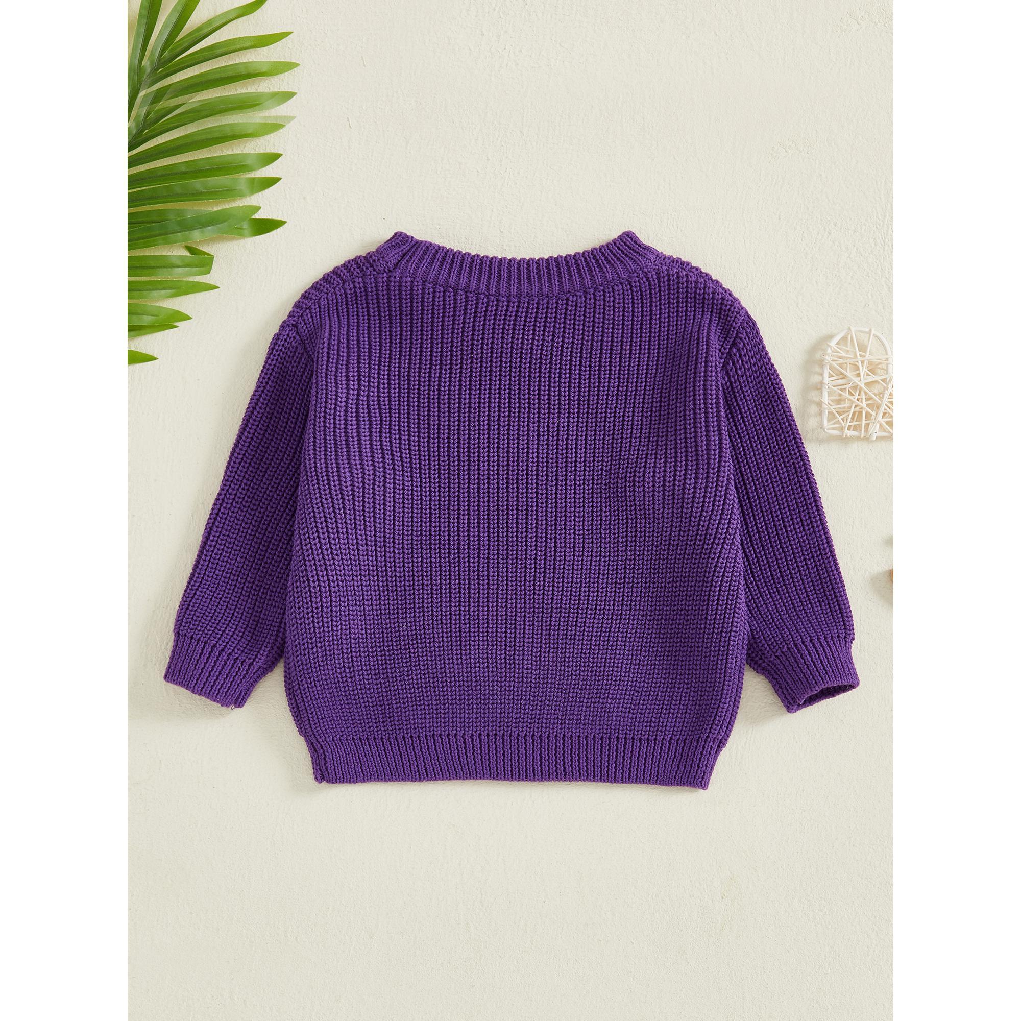 Toddler Baby Girl Boy Knit Sweater Pullover Solid Color Long Sleeve Fall Winter Tops 0-5 Years