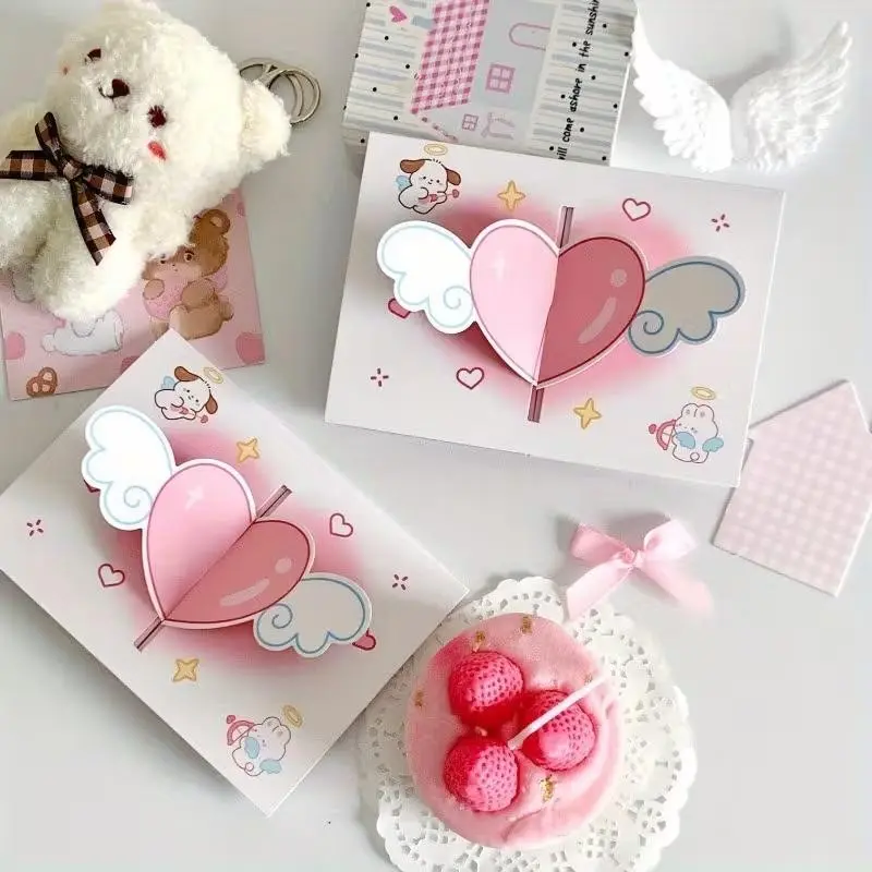 10 Pack 3D Heart Butterfly Greeting Cards, Includes Envelopes, Perfect for Graduation, Teacher's Day, Christmas, Valentine's Day