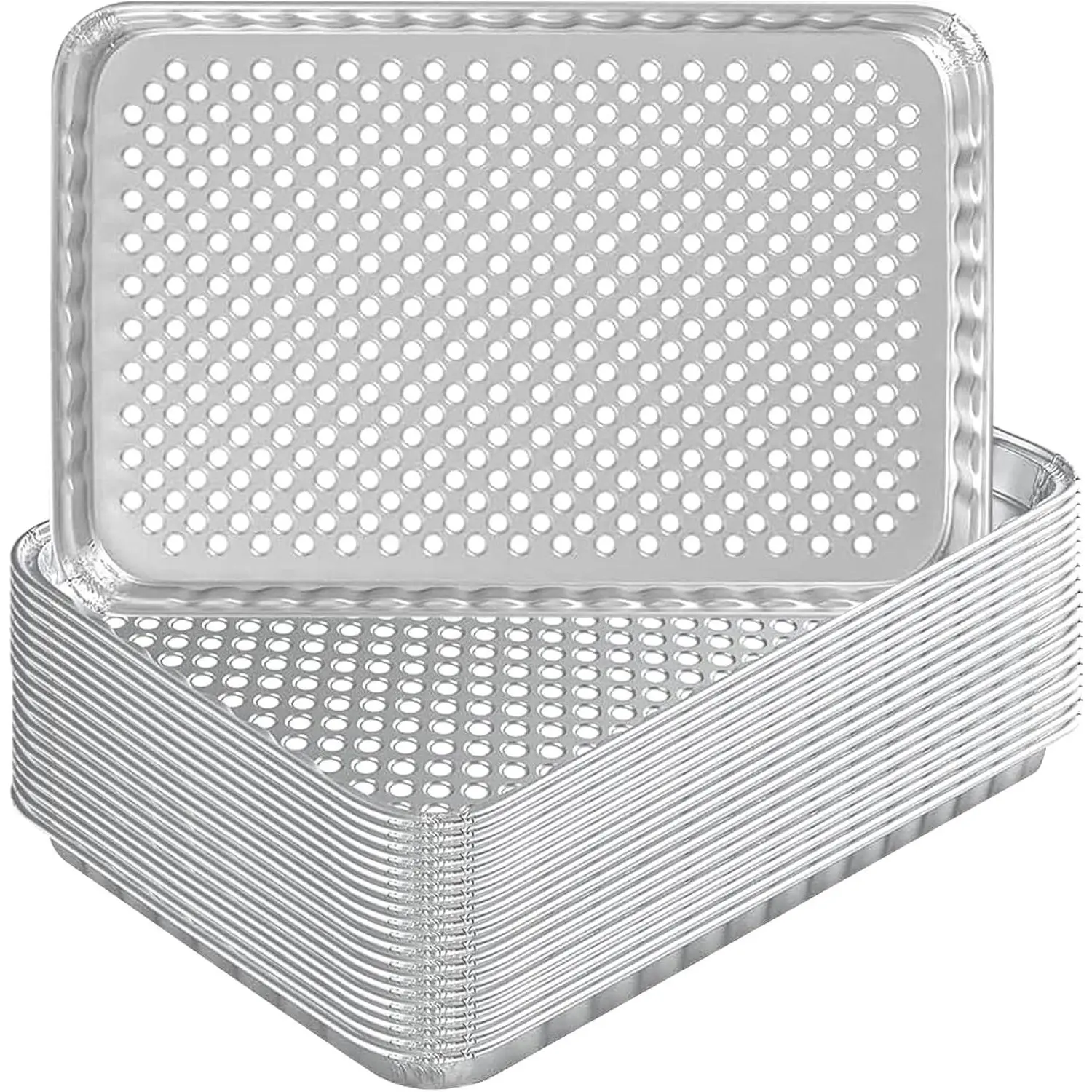 Disposable Grill Toppers 20-Pack Disposable Aluminum Foil Grill Topper Pans BBQ Grill Grate Liners for Outdoor Cooking & Camping Prevents Food from Sticking or Falling Through The Grill