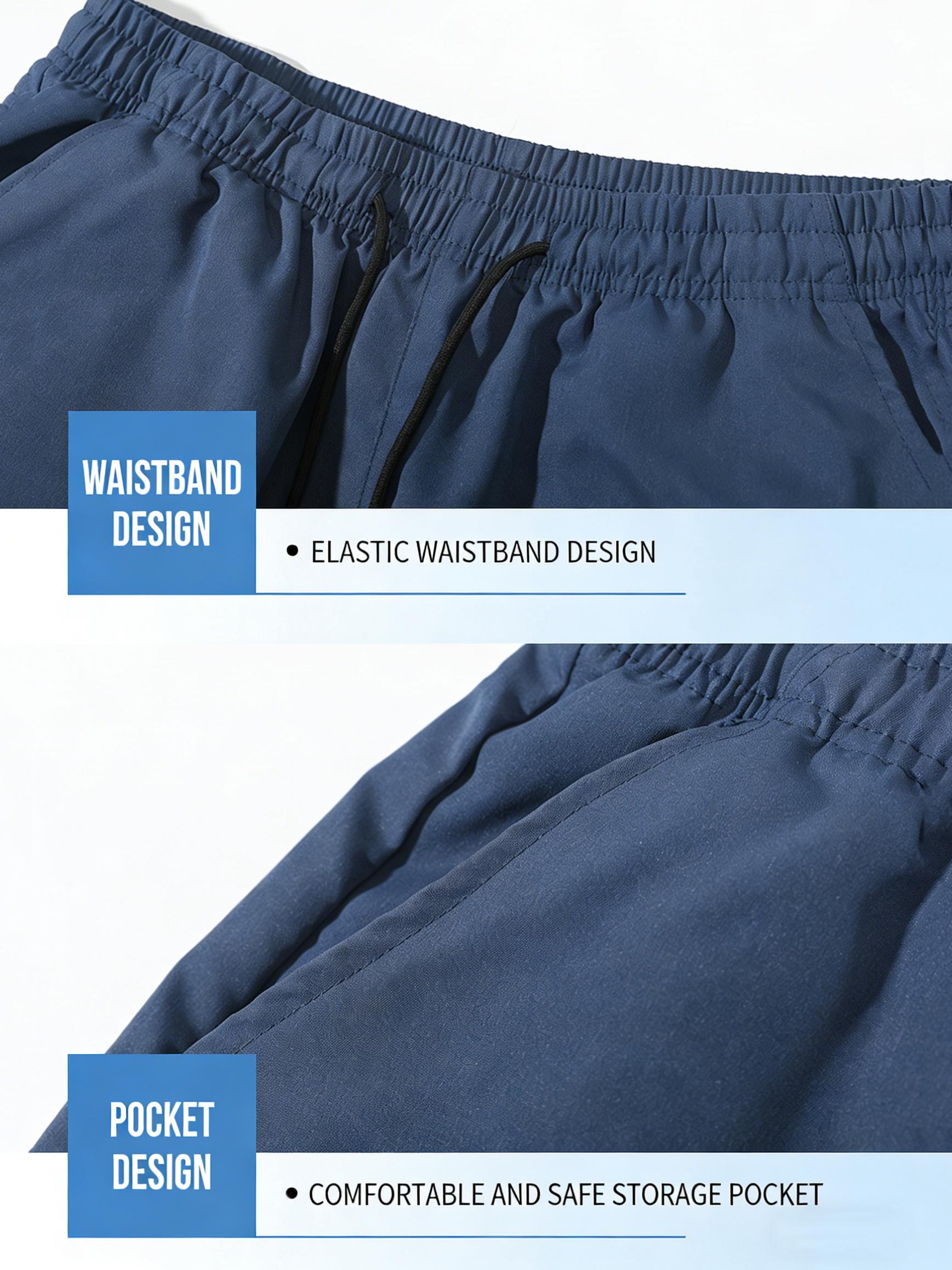 5-Pack Men’s Quick-Dry Cargo Shorts, Lightweight Multi-Pocket Casual Shorts with Elastic Drawstring Waist, Loose-Fit Work Shorts for Outdoor Hiking, Daily Commute & Streetwear Fashion, Men's Wear, Mid Waist