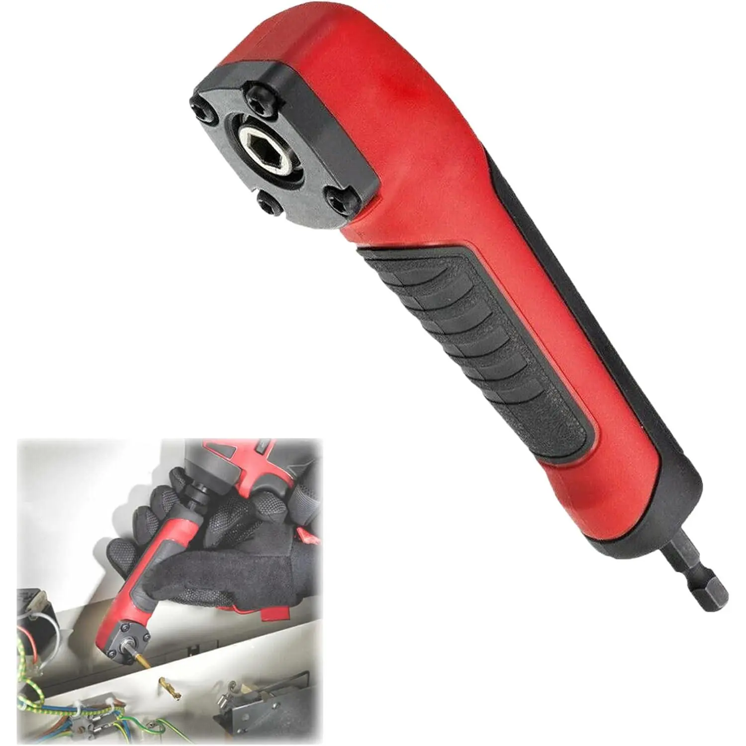 Shockwave Right Angle Drill Adapter - 90  Corner Device (Black/Red)