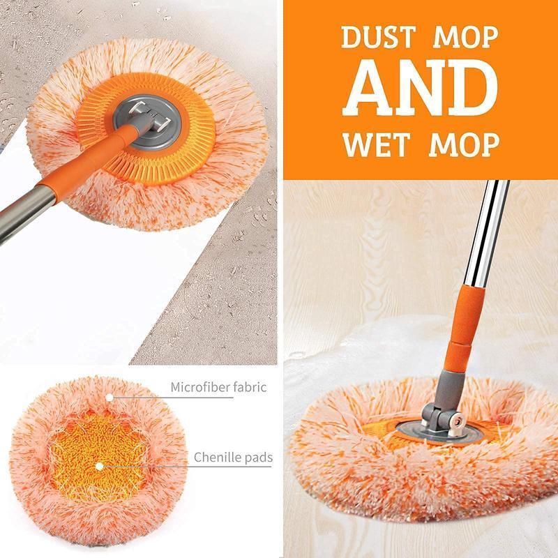 Sunflower Mop Broom,Retractable Ceiling Mop, Dust Mop, Flexible Rotating Mop, Wall Mop, Wet and Dry Mop, Floor Tile Glass Window Car Cleaning Mop, Cleaning Supplies, Cleaning Tools Household Item