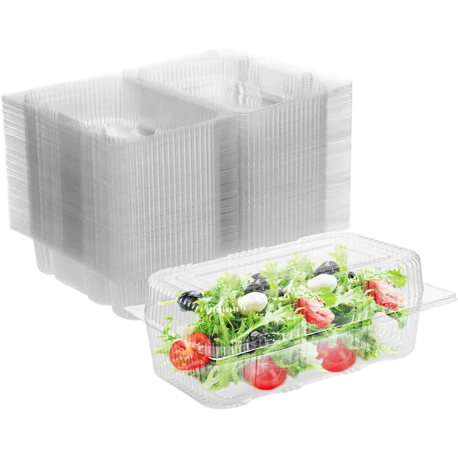 Clamshell Take Out Containers, Clear Hinged Plastic, 50 Pack | Thickened Clear Plastic, Food-Grade Plastic, Strong Seal, 9.0"x4.7"x2.9", Sandwiches, Cookies, Bakeries, Parties, Picnics
