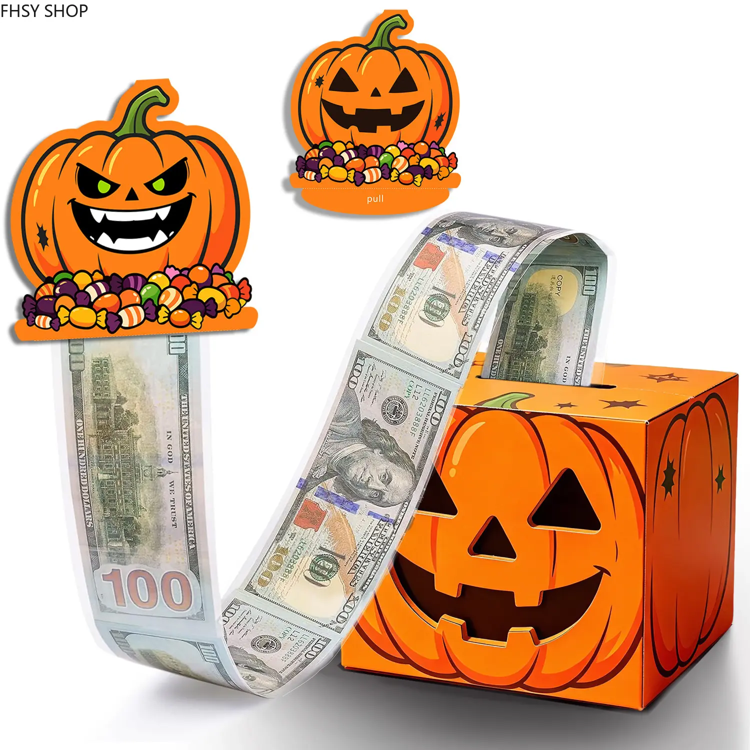 Birthday Money Pull Box with 40 Clear Wallets & Puller Card, Fun Graduation & Christmas Gift Idea, Easy-to-Assemble DIY Cash Dispenser for Teens, Kids & Adults, Perfect Halloween Party Favor