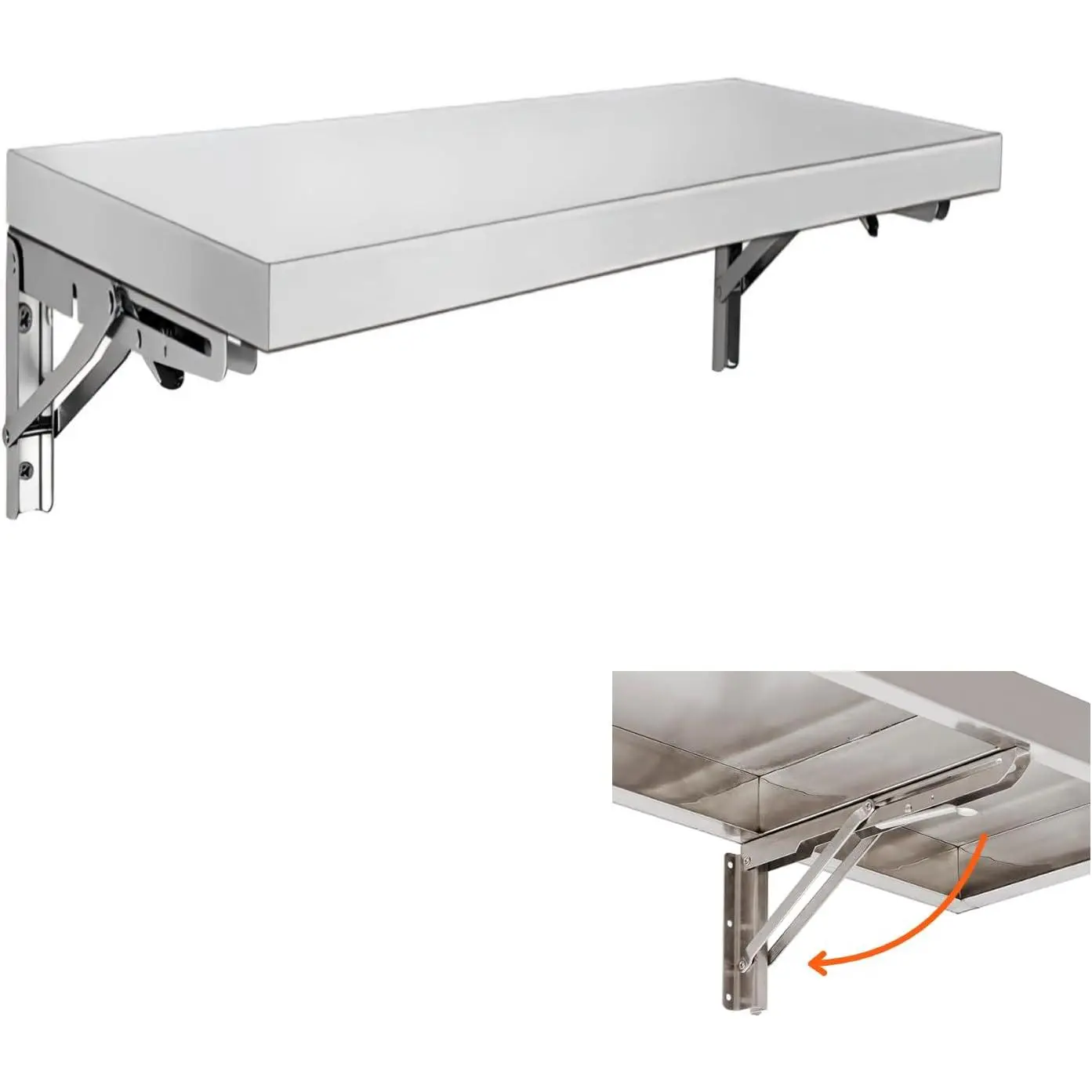Stainless Steel Folding Concession Shelf 12"x24" for   | Drop Down Folding Wall Shelves, Heavy Duty Foldable Wall Mount Shelving for Concession Windows, Kitchen, Garage, Laundry Room