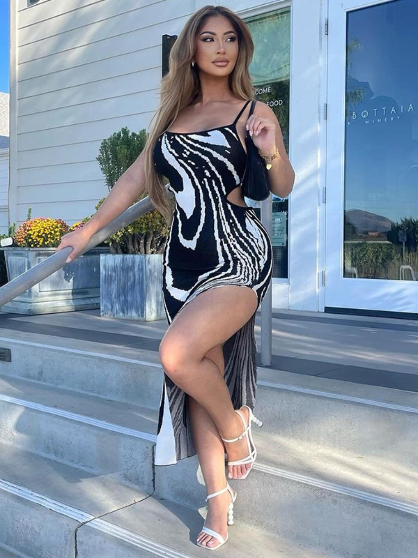 Women's All Over Print Split Thigh Cami Dress, Fashion Cut Out Backless Bodycon Long Dress, Dresses for Women, Ladies Summer Clothes for Party Club Night Out Valentine's Day, gift - TikTok Shop Women's All Over Print Split Thigh Cami Dress, Fashion Cut Out Backless Bodycon Long Dress, Dresses for Women, Ladies Summer Clothes for Party Club Night Out Valentine's Day, gift - TikTok Shop