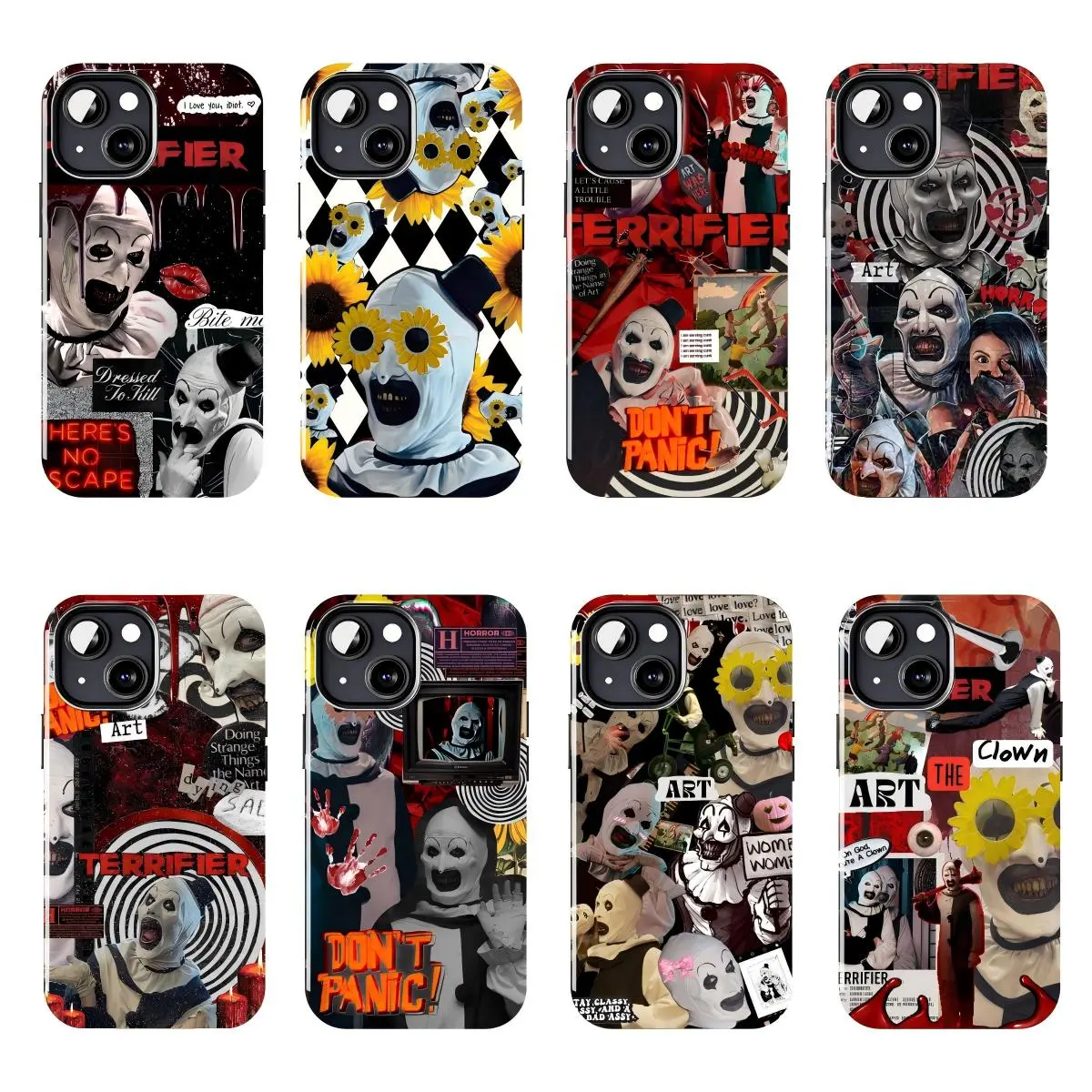 Terrifier Art the Clown Horror Movie Phone Case, Scary Slasher Halloween Aesthetic Collage Cover, Creepy Gothic Horror Fan Gift, Shockcore Protective Case Compatible with iPhone 11–17 Pro Max/Plus & Samsung Galaxy S23–S25 Series