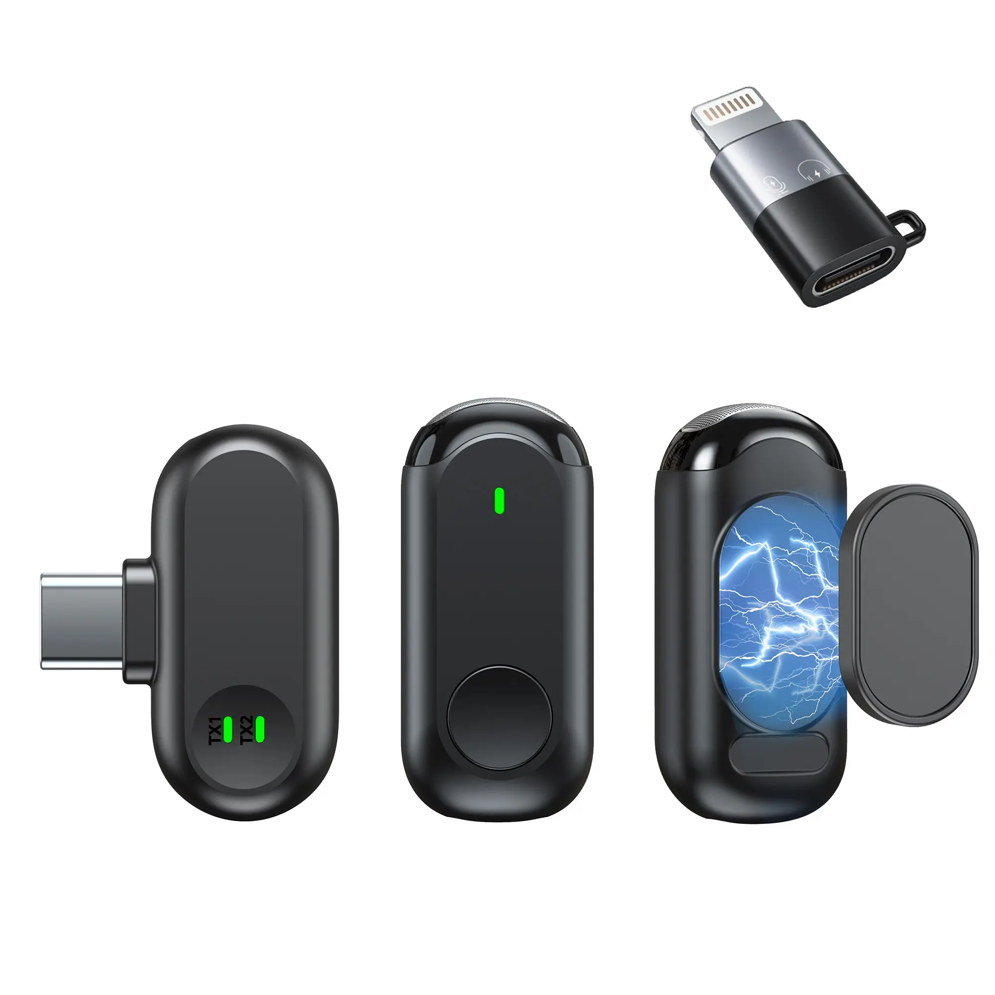 Wireless Clip-On Microphone, Smart Noise Cancellation, Long Battery Life, Ideal for Smartphone and Digital Camera, Perfect for Vlogging