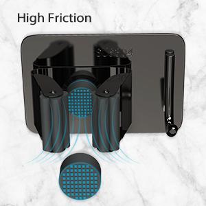 Mop Broom Holder No Drill, Mop Broom Organizer Wall Mounted Heavy Duty with Hooks Hanger, Self Adhesive Stainless Steel 4Pcs for Bathroom, Kitchen, Office (Black)