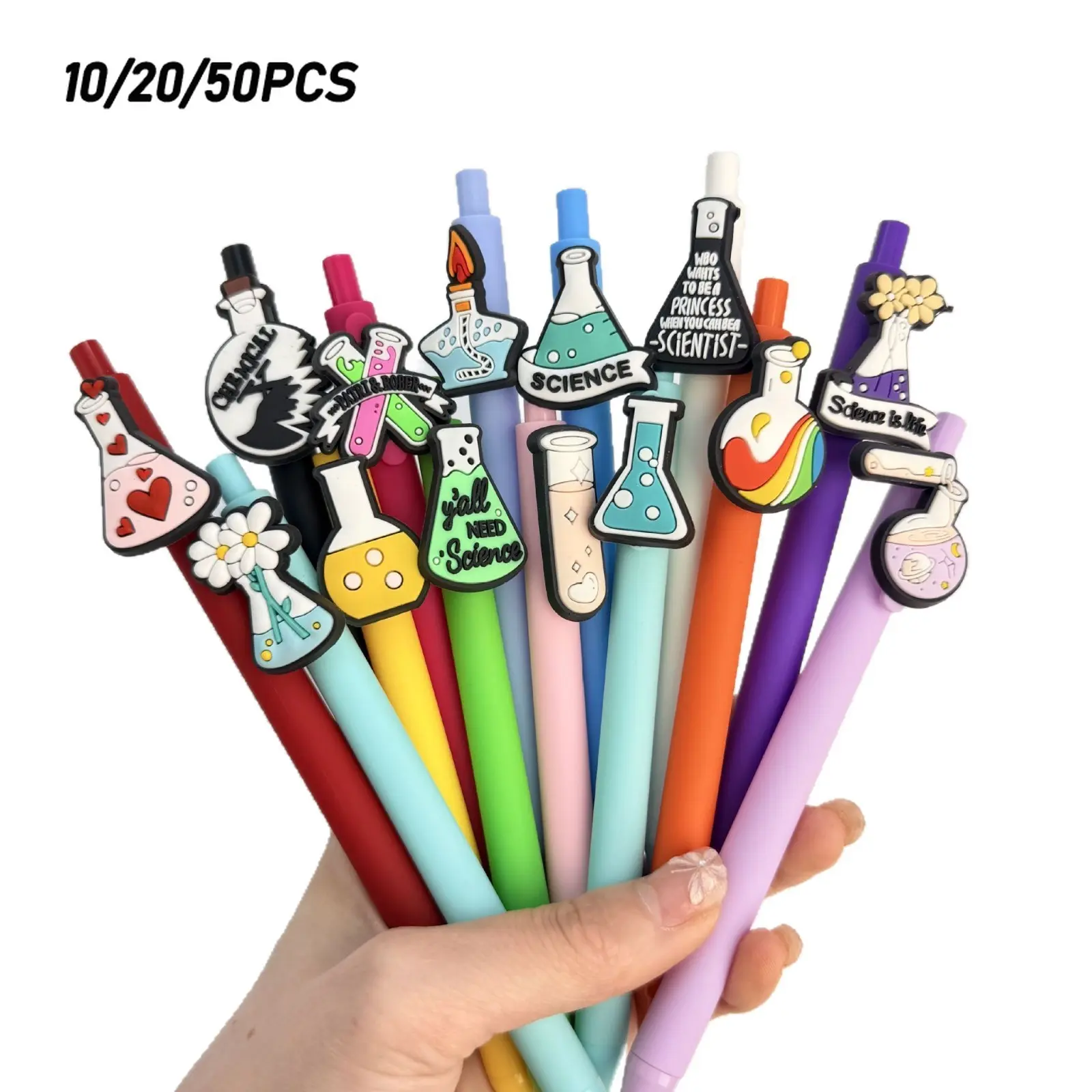 10/ 20/ 50Pcs Chemistry Laboratory Theme Ballpoint Pen Cute Quick-Dry Ballpoint Pens Science Experiment Series Writing Gel Student Retractable Ballpoint Pen Telescopic Retractable Gel Pens Writing Sta