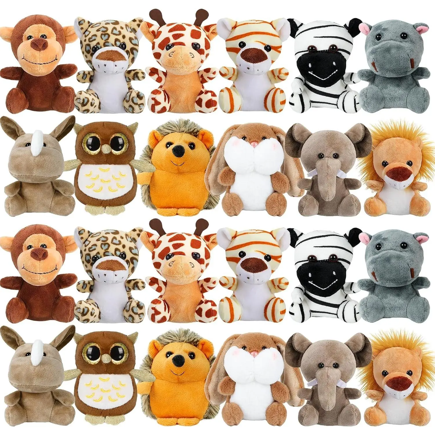 24 Pcs Small Stuffed Animals Bulk, Mini Stuffed Animal 4.5 Inch Cute Plush Toy, Mini Plush Toys, Toddler Stocking Stuffers, Little Jungle Stuffed Animals