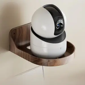 Wood Grain Finish Camera Wall Mount Bracket, No Drilling Security Monitor Stand, Indoor Surveillance Camera Holder, Easy Installation, Durable Design