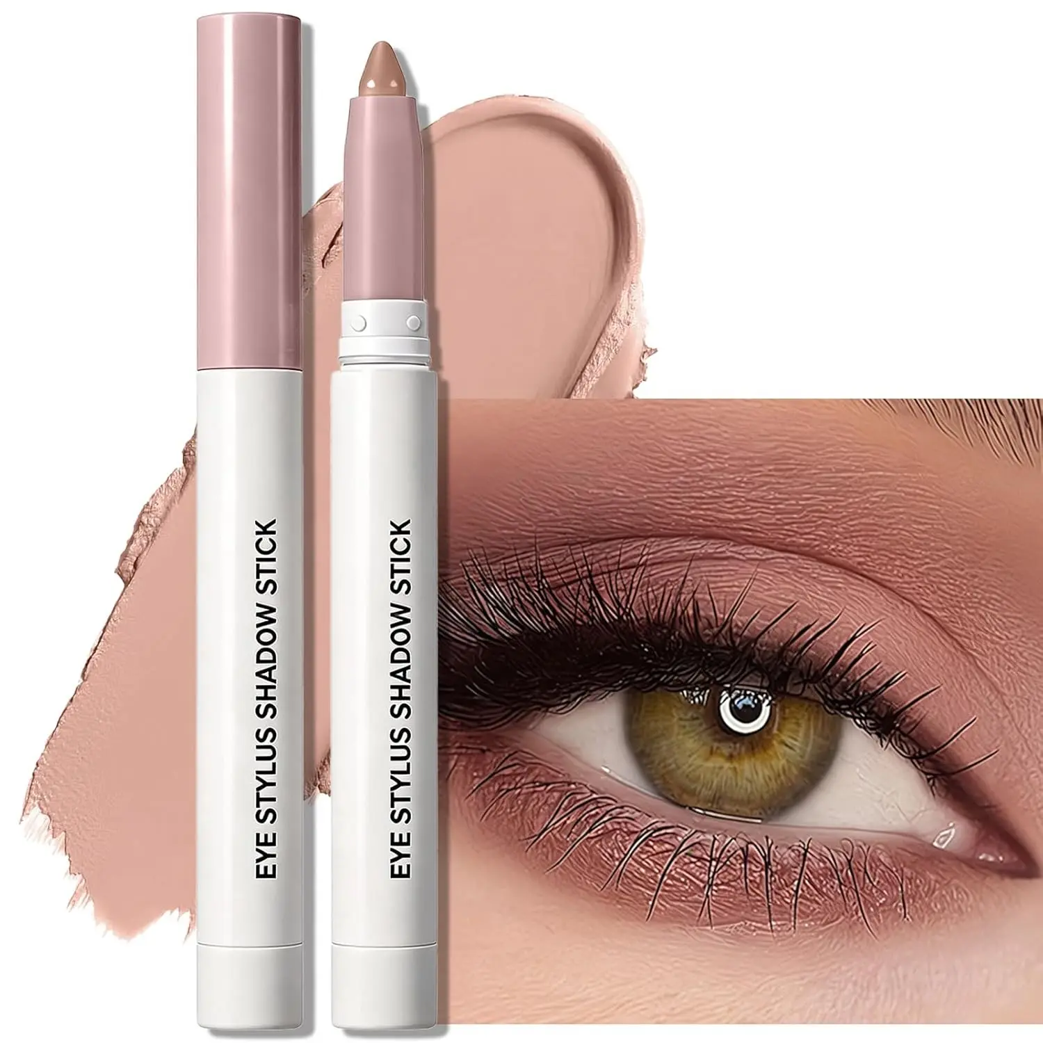 Taupe Brown Cream Eyeshadow Stick - Matte, Waterproof, Long-Lasting, High-Pigmented, Buildable, Blendable, Multi-Use with Precision Tip, Sharpener, Shimmer, Compact Eyeliner Function, Smooth