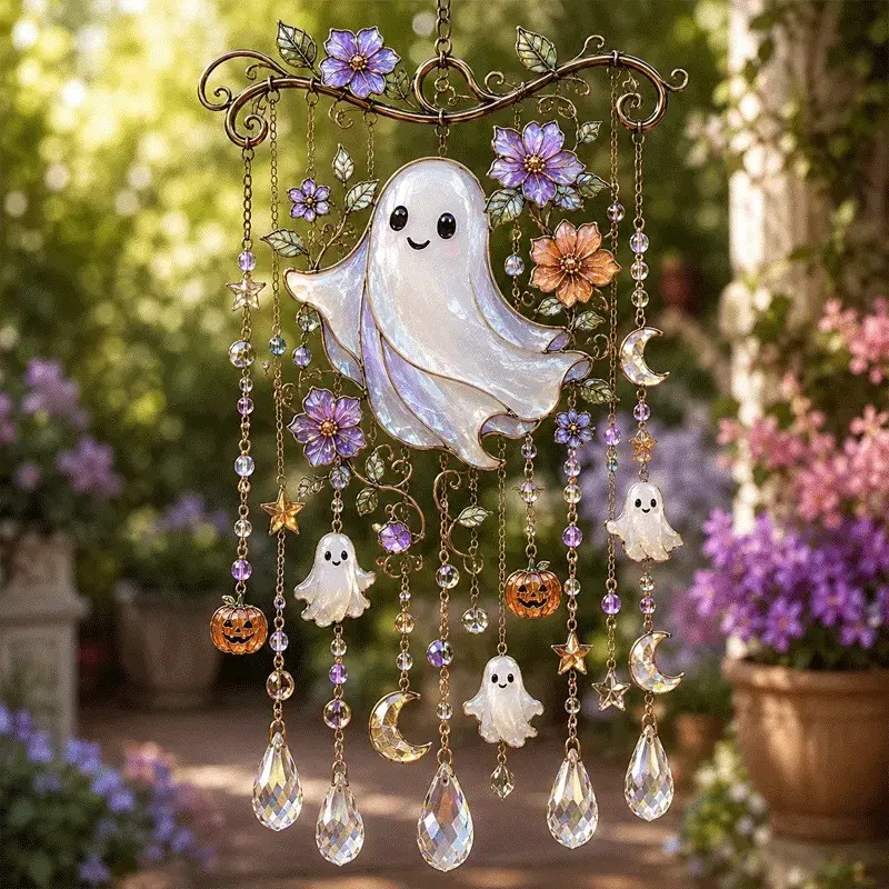 Halloween Suncatcher Wind Chime, 1 Piece Sun Catcher Bell, Decorative Outdoor Accessory, Perfect for Festive Atmosphere