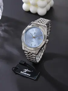 RICECGO 1pc men's Quartz Analog Watch, Arabic numeral watch, Round dial watch, Stainless steel wristwatch, durable stainless steel strap, date function, suitable for any occasion, Quartz Wristwatches, comes with a case