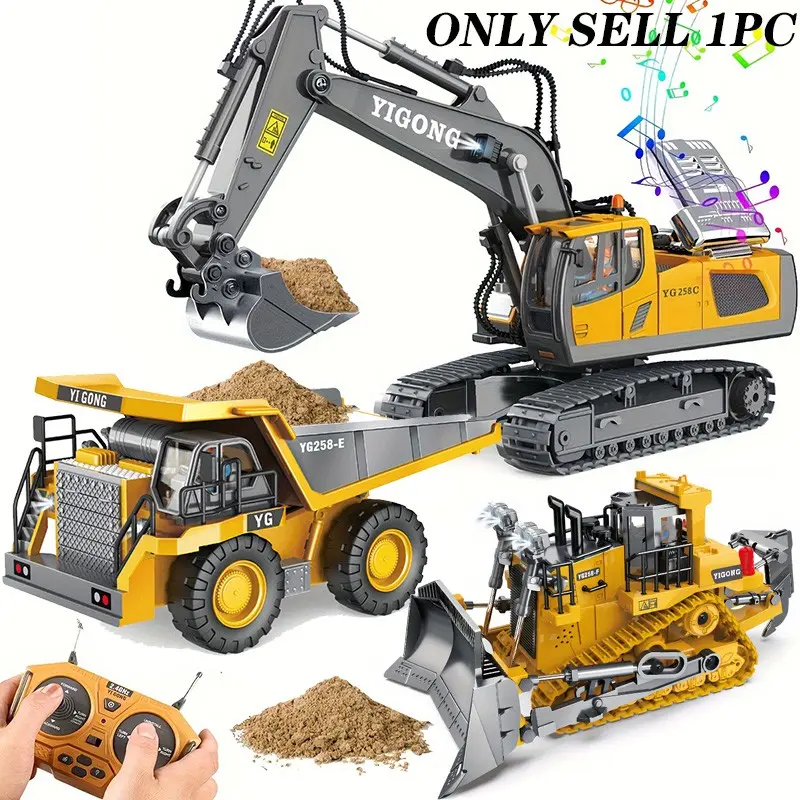 Remote Control Excavator Toy, 1 Box Remote Controlled Vehicle Construction Vehicle Toy with Light & Sound, Birthday Gift for Boys, Classic & Novelty Toys